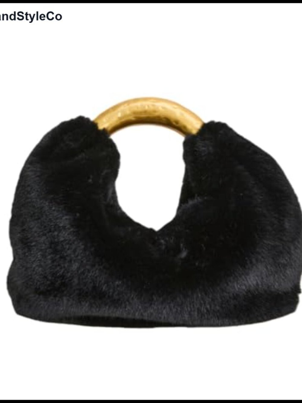Faux Leather Half Moon Top Handle Tote Bag with Gold Metal Handle